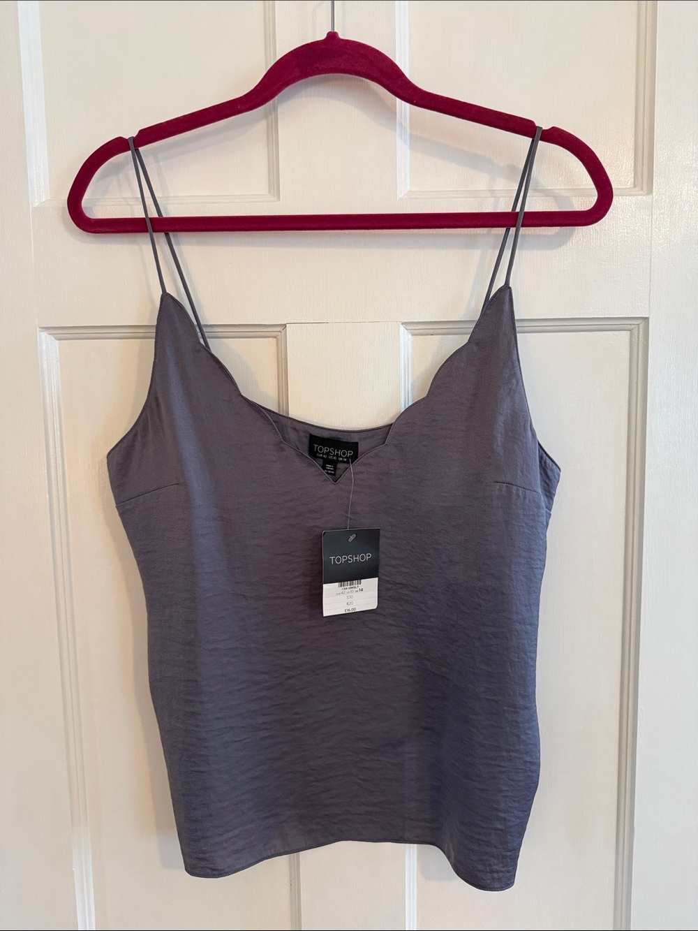 🩶 Gray Topshop silk-like camisole. Size 10. NWT.